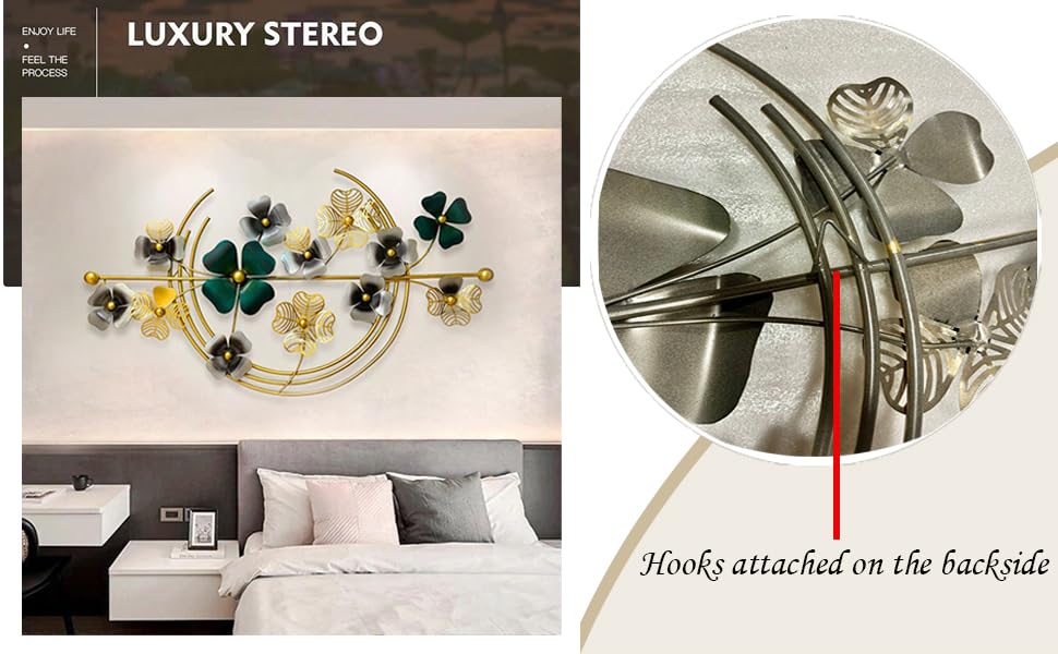 Zove Metal Flower Wall Art Iron Wall Hanging Home Decoration Perfect For Living Room/Hotel/Restaurant/Bedroom/Drawing Room (Colo